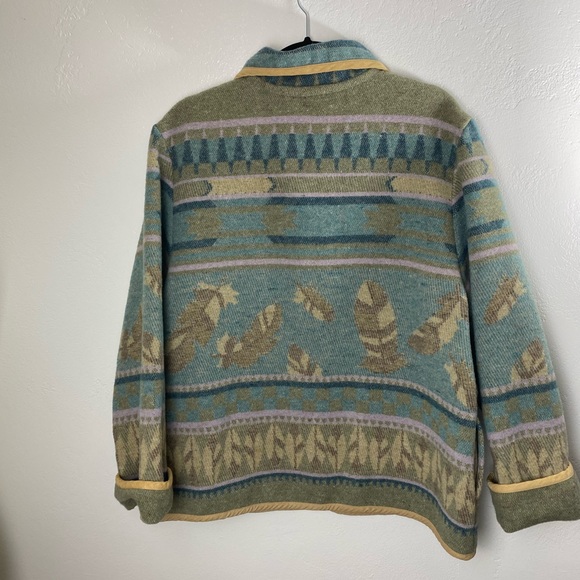 Vintage Aztec Wool Blend Southwestern Style Coldwater Creek Jacket Button Sz XL - Picture 2 of 13